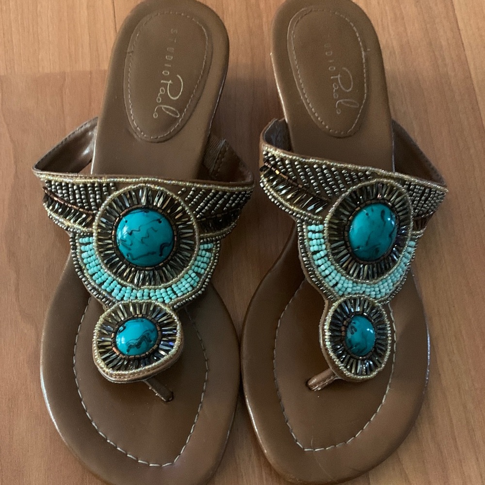 Studio Women's Sandalssize 6 1/2 with Turquoise Beading